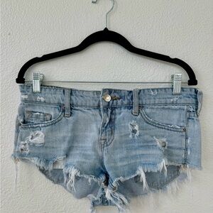 BDG Urban Outfitters Light Wash Distressed Dolphin Denim Shorts - Womens Size 26
